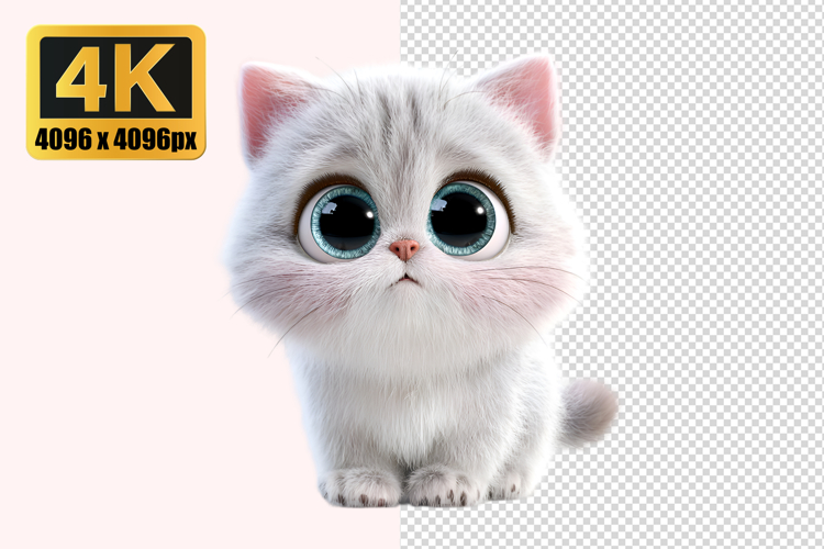 Fluffy White Kitten Transparent PNG