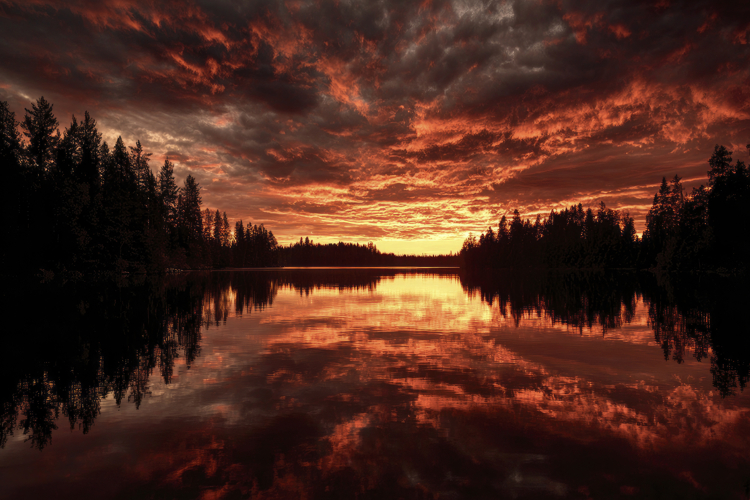 Sunrise over Lake Forest Background