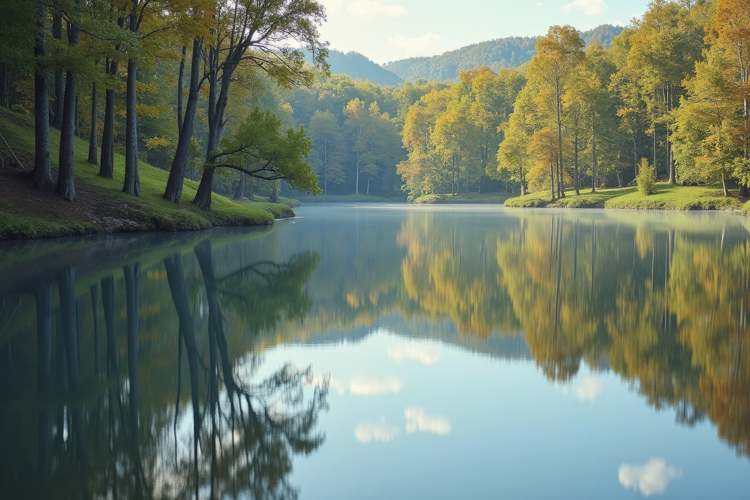 Lake With Trees Background