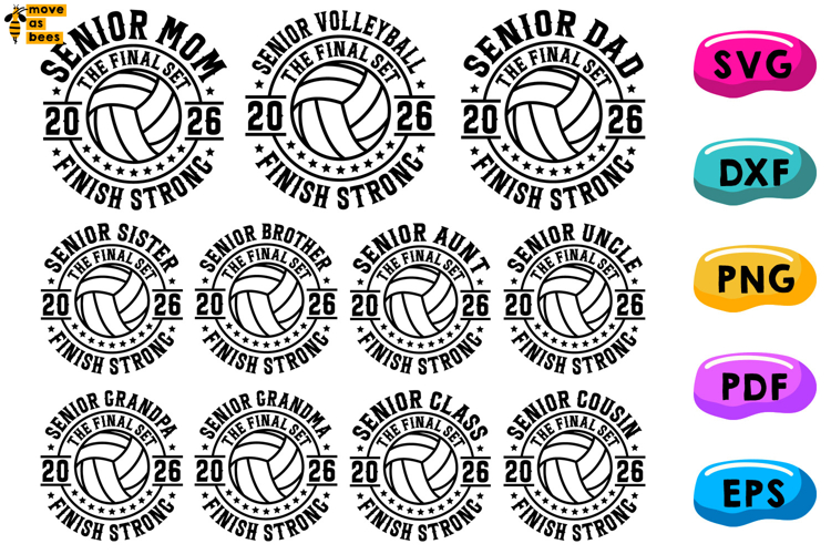 Volleyball Senior Family Bundle Svg, Png, Class Of 2026 Svg