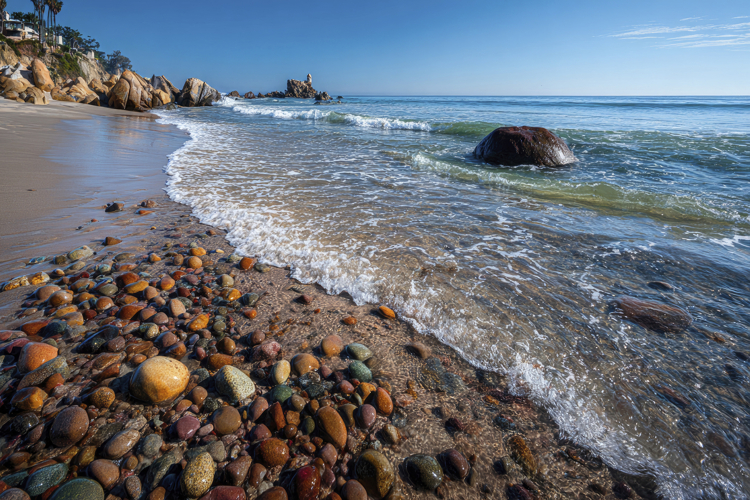 Stone Beach Scene Background