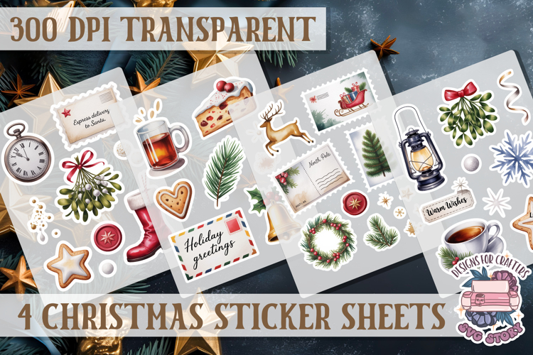 Christmas Watercolor Sticker Sheet Winter 4 PNG