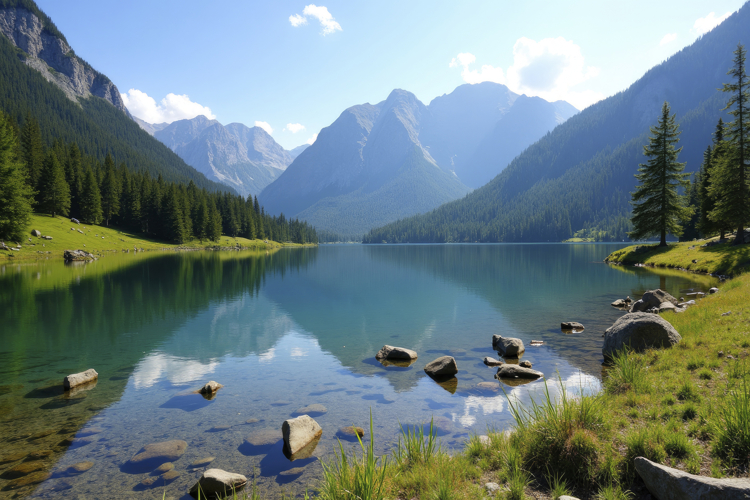 Lake Mountains Background Wallpaper