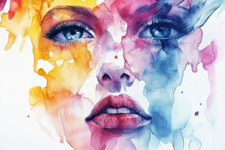 Watercolor Lady Face Background