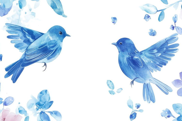 Watercolor Blue Bird Background