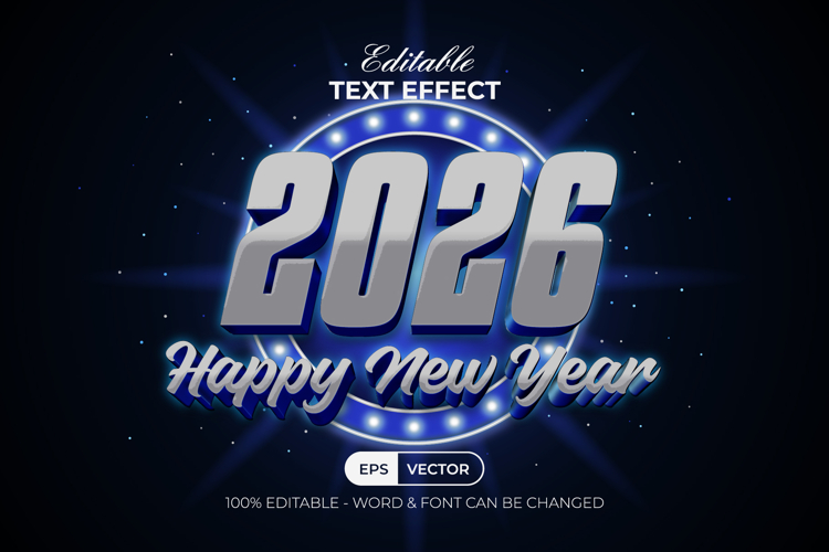 2026 Text Effect Silver 3D Style