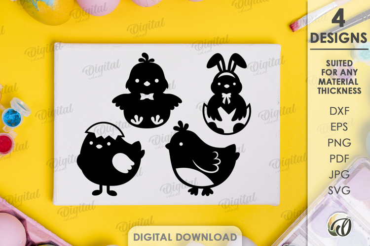 Happy Easter Elements. Easter Chicks SVG