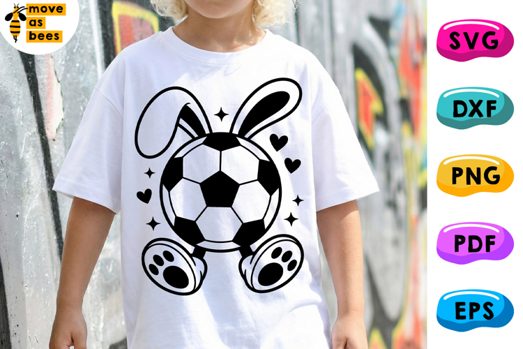 Easter Soccer Ball with Bunny Ears Feet Svg, Png, Kids Shirt