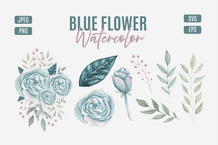 Elegant Blue Flower Illustration Pack