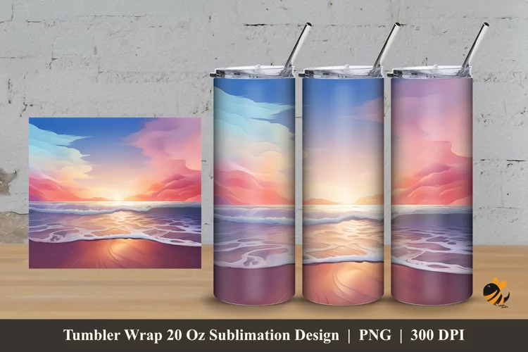 Twilight Painting Tumbler Wrap Sublimation Design 3