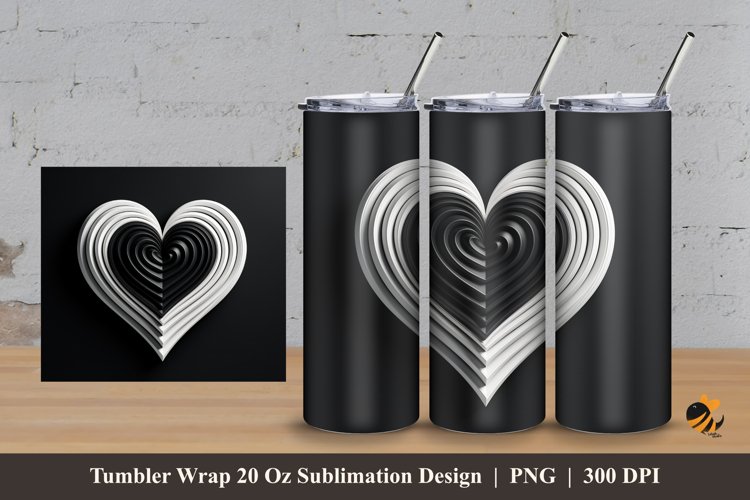 Black White Love Tumbler Wrap Sublimation Design 3