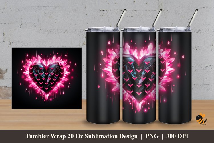 Black Pink Love Tumbler Wrap Sublimation Design 3
