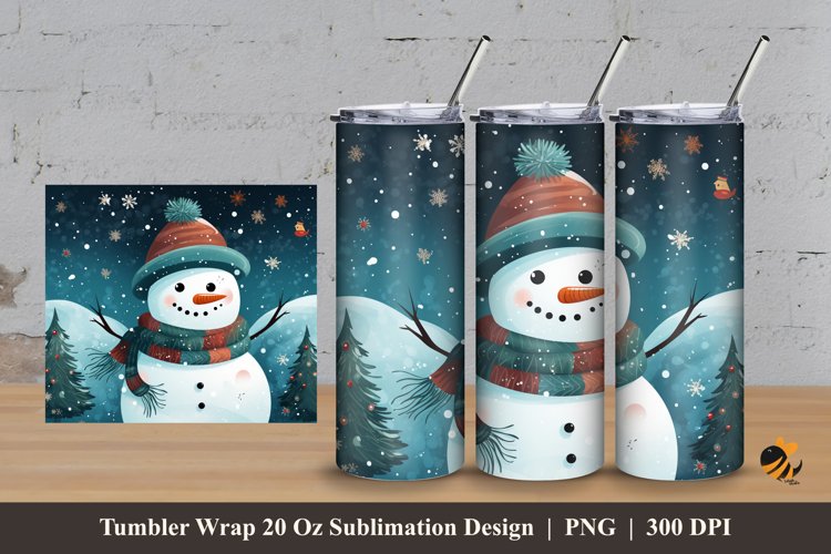 Scandinavian Snowman Tumbler Wrap Sublimation Design 3