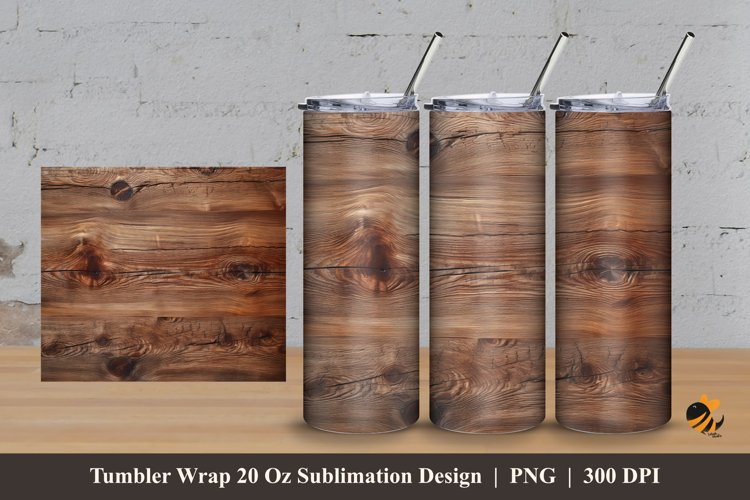 Brown Wood Tumbler Wrap Sublimation Design 3 example image 1
