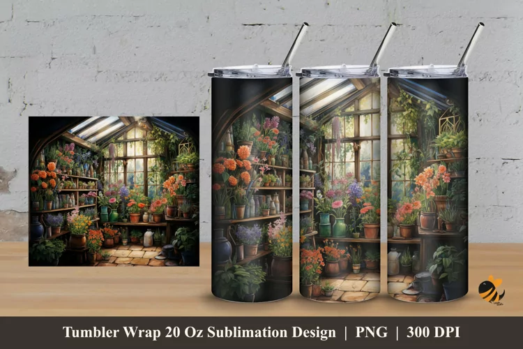 Inside Green House Tumbler Wrap Sublimation Design 3