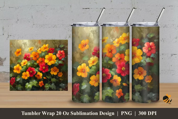 Plants Abstract Tumbler Wrap Sublimation Design 3