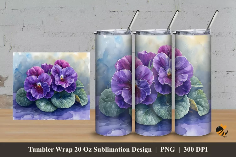 African Flower Tumbler Wrap Sublimation Design 3
