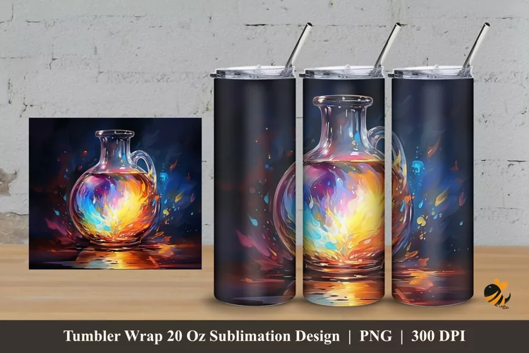 Wonderful Bottle Tumbler Wrap Sublimation Design 3