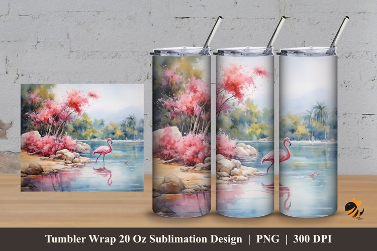 Stork Flowers Tumbler Wrap Sublimation Design 3