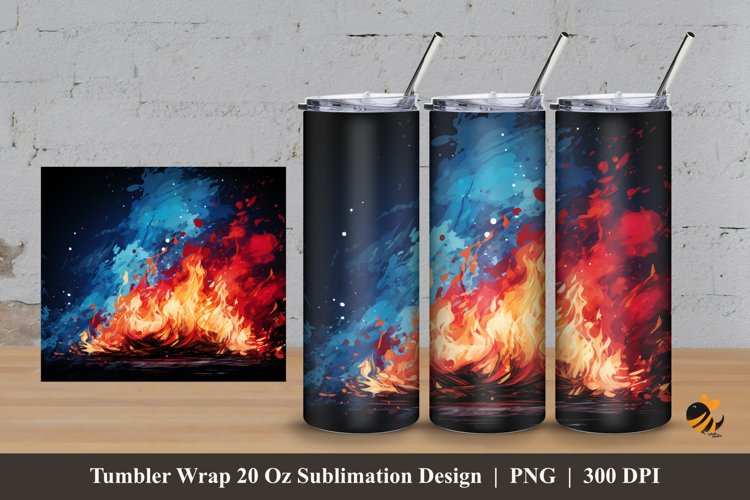 Painting Fire Tumbler Wrap Sublimation Design 3