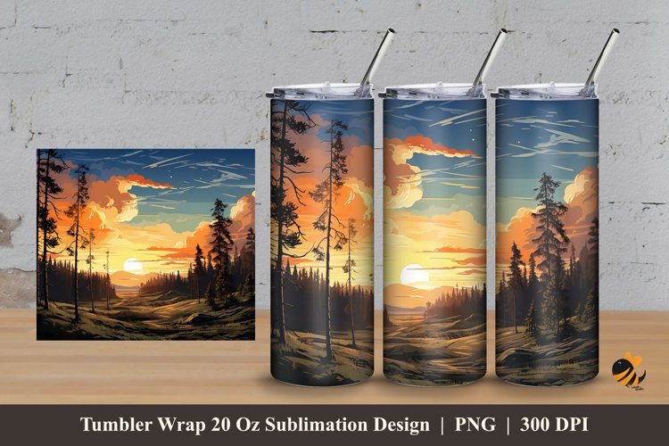 Charm of Tranquility Tumbler Wrap Sublimation Design 3 example image 1
