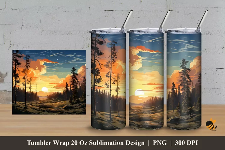 Charm of Tranquility Tumbler Wrap Sublimation Design 3
