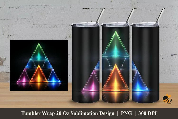 Colorful Pyramid Tumbler Wrap Sublimation Design 3