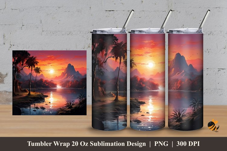 Ancient Sunset Tumbler Wrap Sublimation Design 3