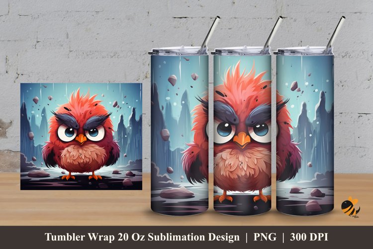 Angry Red Bird Tumbler Wrap Sublimation Design 3 example image 1