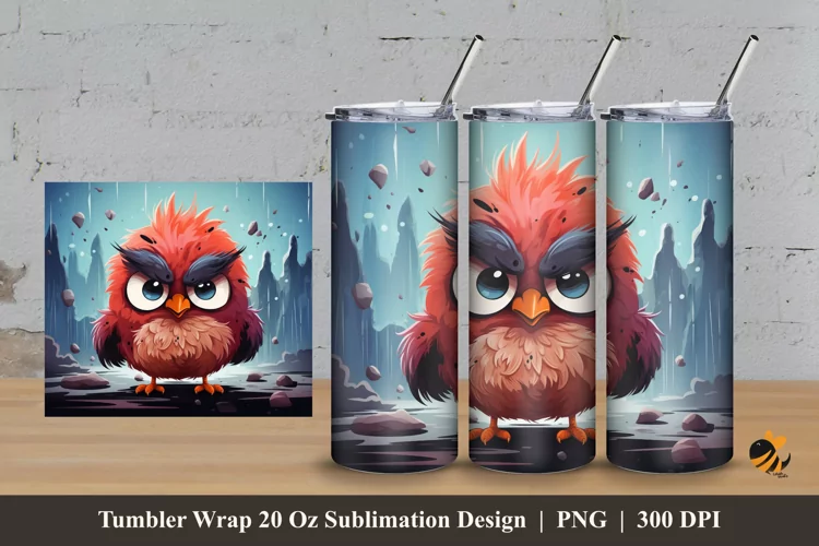 Angry Red Bird Tumbler Wrap Sublimation Design 3