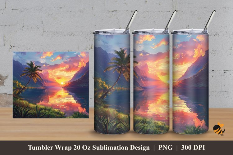 Nature Lake Tumbler Wrap Sublimation Design 3