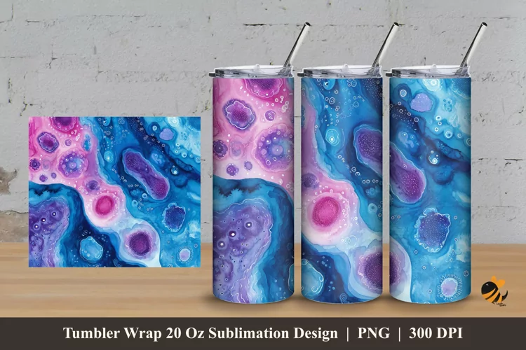 Amoeba Watercolor Tumbler Wrap Sublimation Design 3