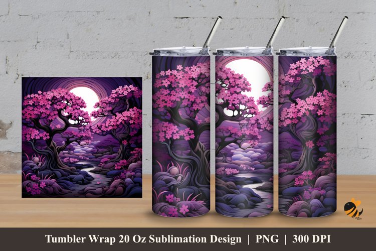 3d Nature Bougainvillea Tumbler Wrap Sublimation Design 3