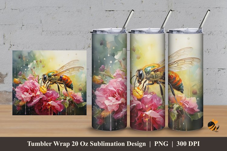 Sweet Bee Tumbler Wrap Sublimation Design 3