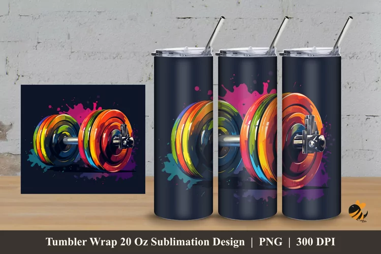 Colorful Dumbell Tumbler Wrap Sublimation Design 3