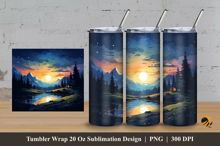 Enchanting at Night Tumbler Wrap Sublimation Design 3