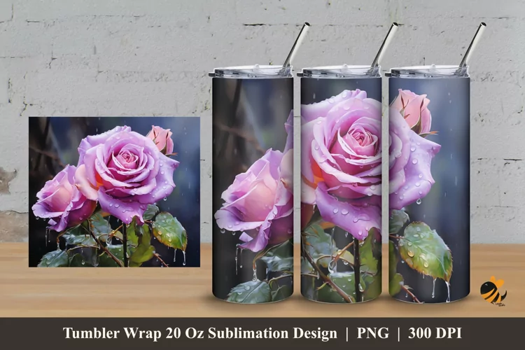Plummy Blooms Tumbler Wrap Sublimation Design 3