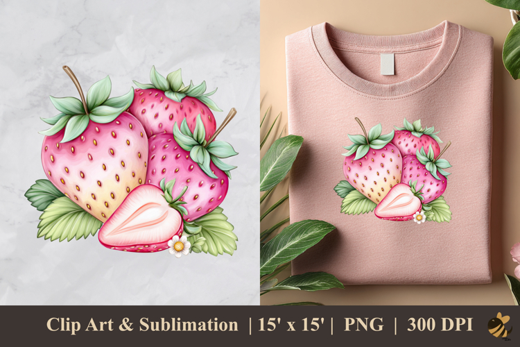 Pinky Strawberry DTF Sublimation Clipart Design 3