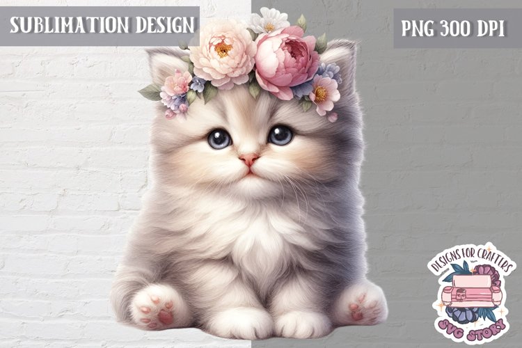 Cute Animal Sublimation Design PNG Spring Flowers