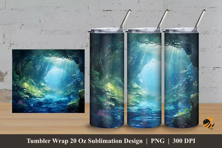 Elegant Ocean Tumbler Wrap Sublimation Design 3