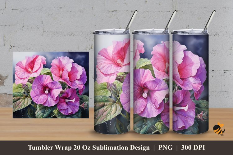 Glixonia Blooming Tumbler Wrap Sublimation Design 3 example image 1