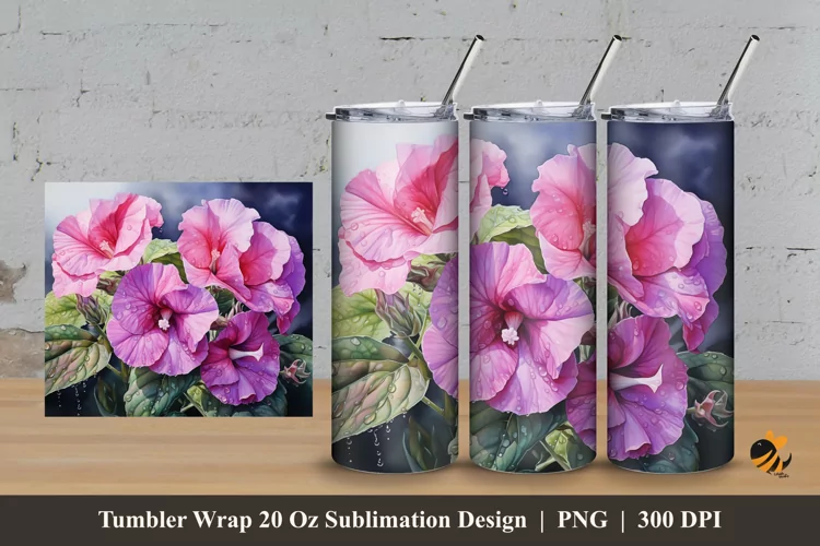Glixonia Blooming Tumbler Wrap Sublimation Design 3