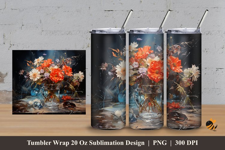 Water Flower Tumbler Wrap Sublimation Design 3