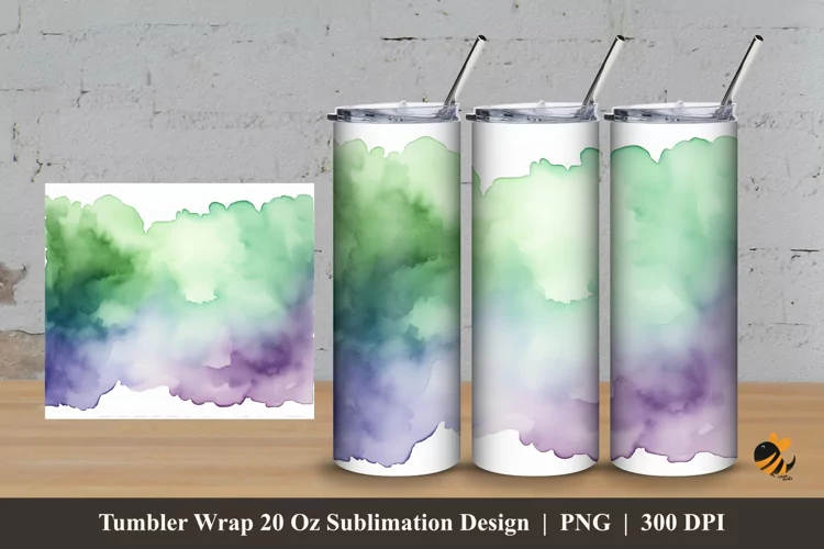 Watercolor Calm Tumbler Wrap Sublimation Design 3