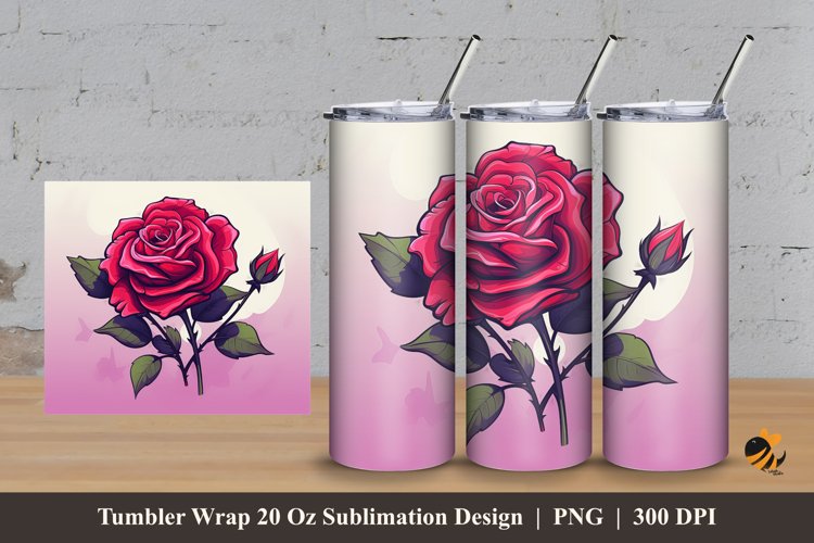 Rose Art Tumbler Wrap Sublimation Design 3