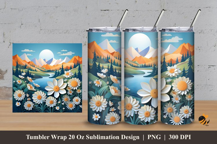 3d Nature Spring Tumbler Wrap Sublimation Design 3 example image 1