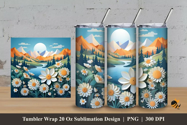 3d Nature Spring Tumbler Wrap Sublimation Design 3