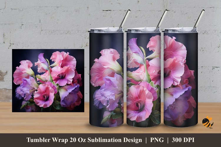 Gloxinia Flower Tumbler Wrap Sublimation Design 3 example image 1