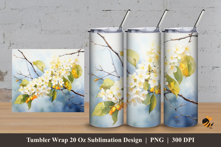Osmanthus Flower Tumbler Wrap Sublimation Design 3 example image 1