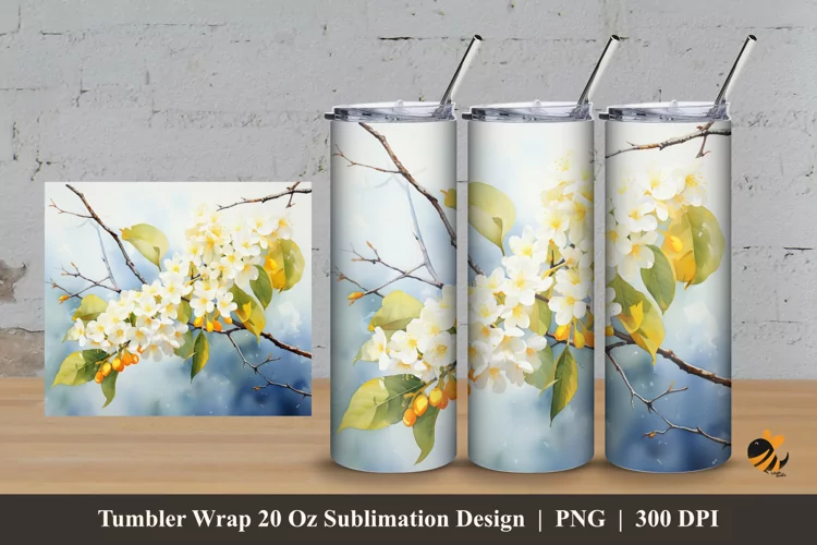 Osmanthus Flower Tumbler Wrap Sublimation Design 3